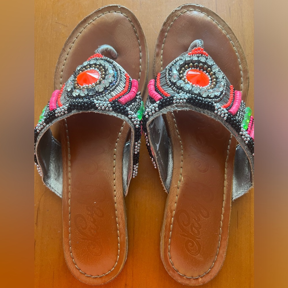 Pre-owned Gem Rhinestone Sandals Womens Size 7